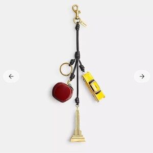 Gold and Red Keychain with Taxi Charm